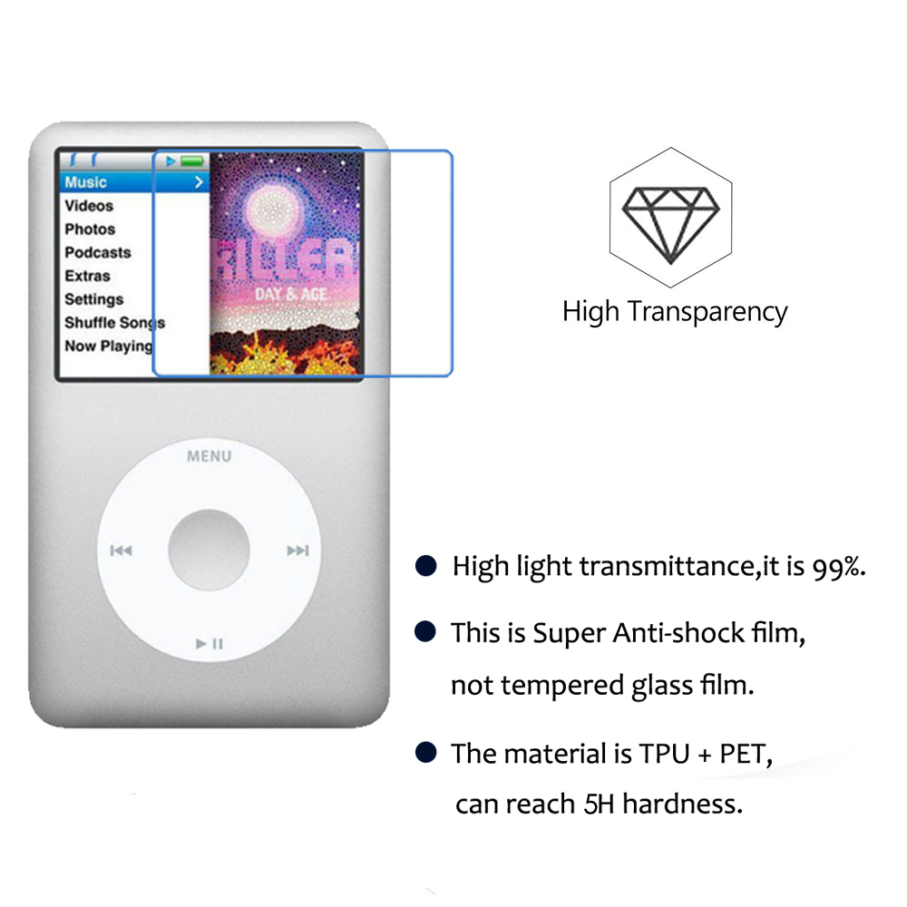 3 szt. Przeciwwybuchowa osłona ekranu do iPoda Classic Wodoodporna folia ochronna HD Clear PET na ekran nie szkło dla Apple