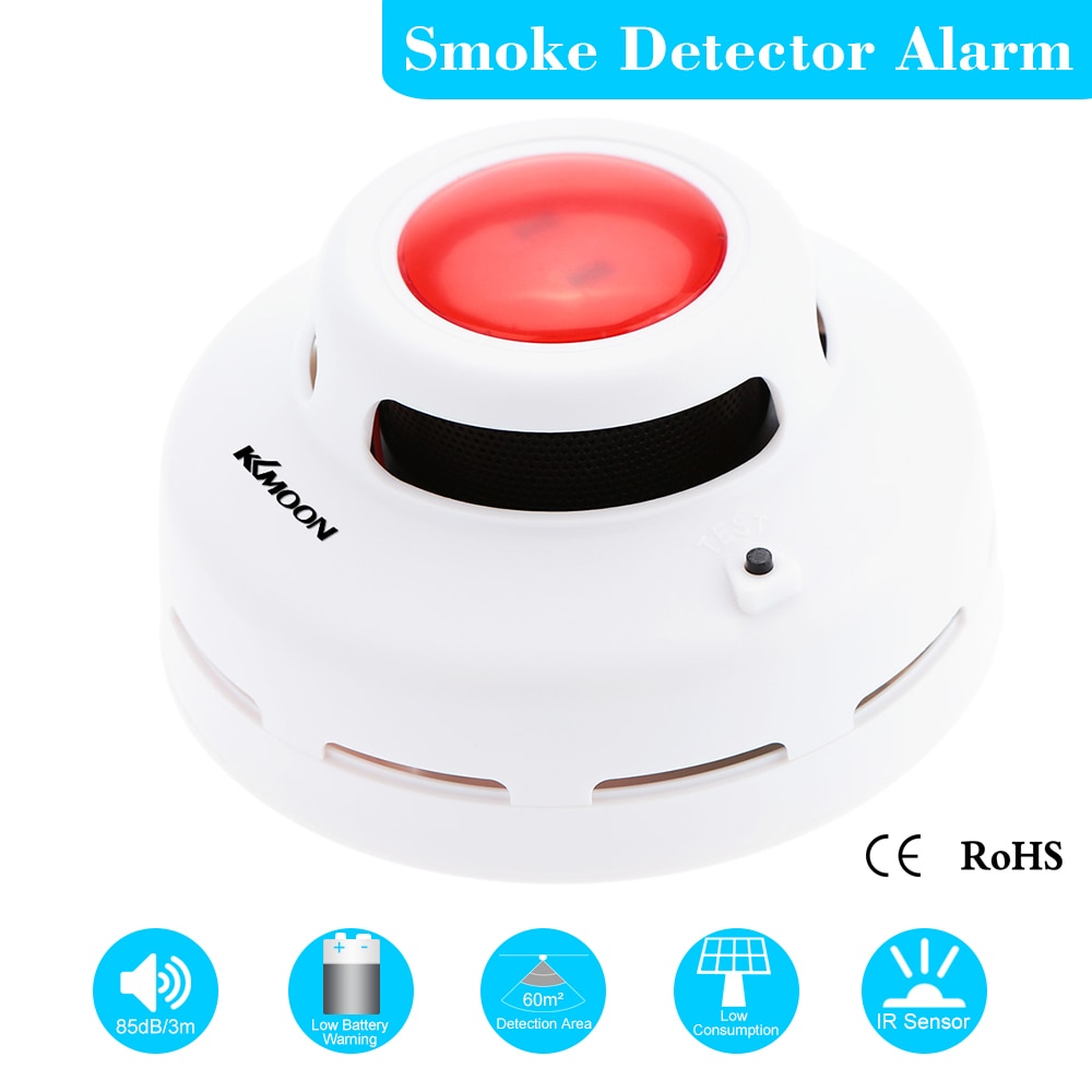 High Sensitive Standalone Photoelectric Smoke Detector Fire Alarm Sensor for Indoor Home Safety Garden Security MCU Technology