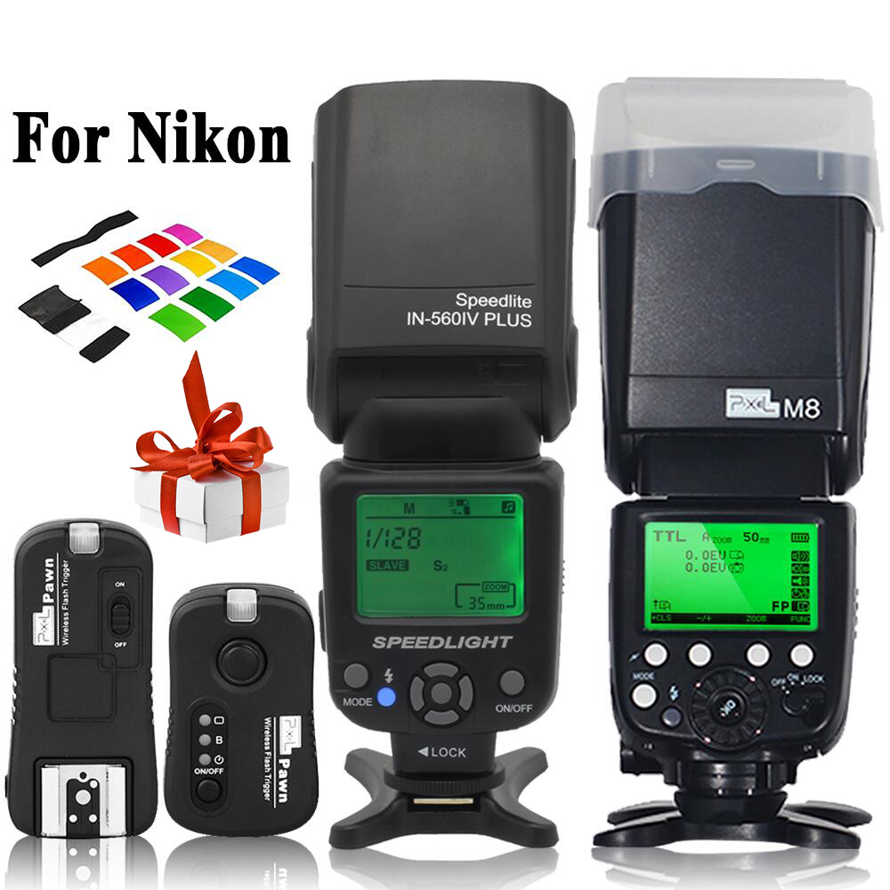 INSEESI IN-560IV IN560IV PLUS & PIXEL M8 LCD FlashLight Wireless Flash Speedlite &TF-362 Wireless Flash Trigger for Nikon Camera