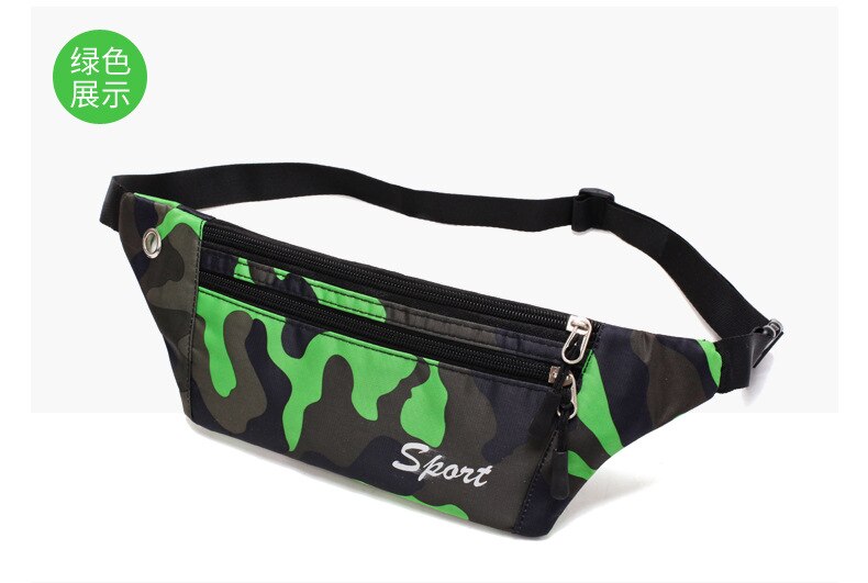 Mannen En Vrouwen Camouflage Zakken Outdoor Sport Taille Packs Persoonlijke Ultralichte Anti-Diefstal Mobiele Telefoon Tas Waterdicht borst: green