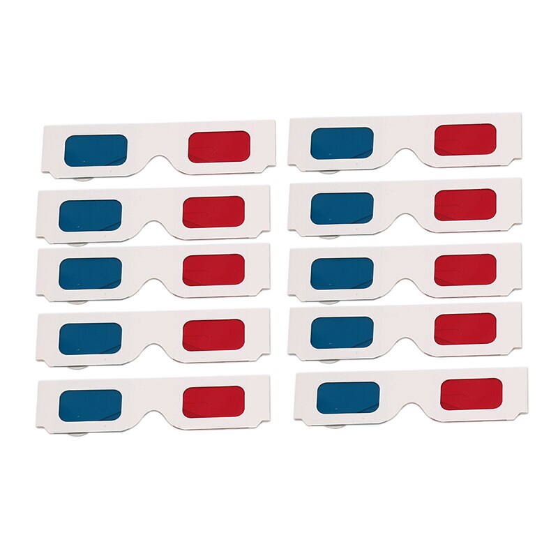 10 pièces/100 paires universel papier anaglyphe 3D lunettes papier 3D lunettes vue anaglyphe rouge Cyan rouge/bleu lunettes 3D pour film