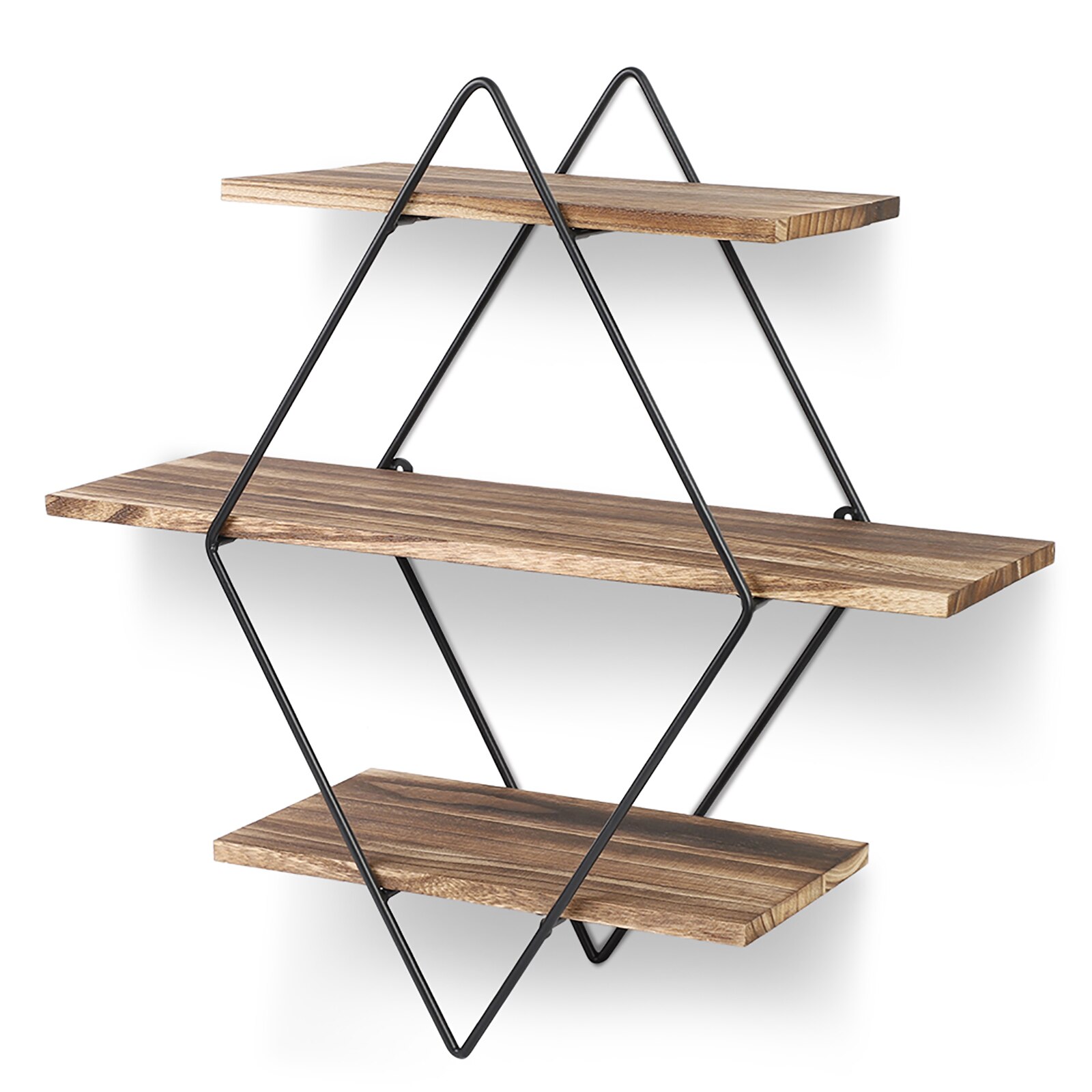 Rustic Wood Wall Shelves Vintage Style Floating Shelves Black Metal Wall Mounted Shelves