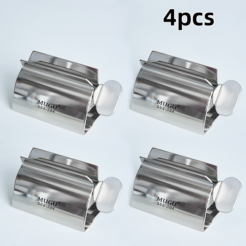Exprimidor de pasta de dientes para el hogar, dispensador de pasta de dientes de acero inoxidable, Simple y práctico, pone un extremo para desperdiciar accesorios de baño, 1 ud.: Amarillo claro