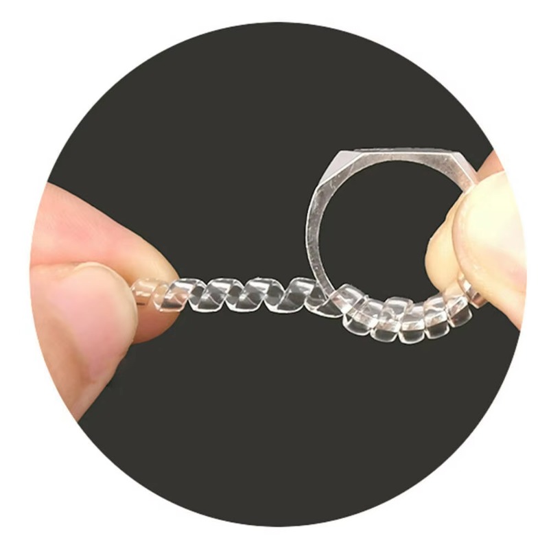 10 cm 4 storlekar spiral åtdragare ring storlek transparent silikon justerare för lösa ring smycken skydd