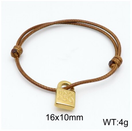 Women Men Silver Color Gold Stainless Steel key UNO de 50 Lock Black Red Brown Pink Rope Bracelet Jewelry