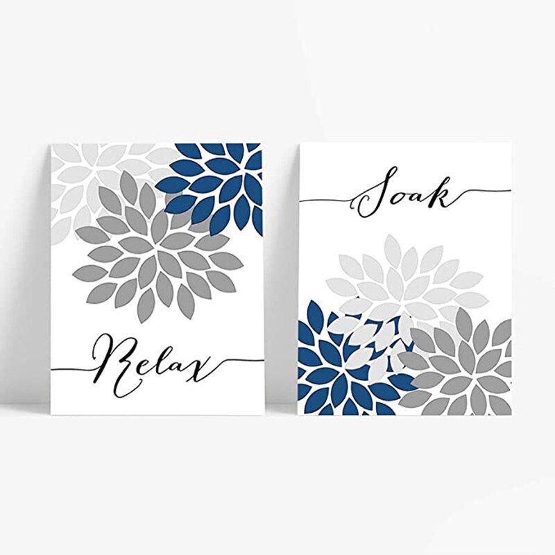4Pcs Relax Soak Unwind Breathe Bathroom Wall Decor, Bathroom Wall Art, Farmhouse Bathroom Decor, Bathroom Decor Wall Art