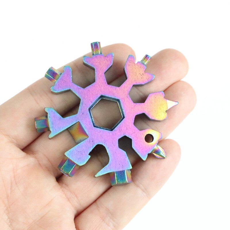 Portable 18 In 1 Mini Snowflake Multi Pocket Tool Spanner Hex Wrench Multipurpose Camp Survive Outdoor Hike Key Ring Key Chain