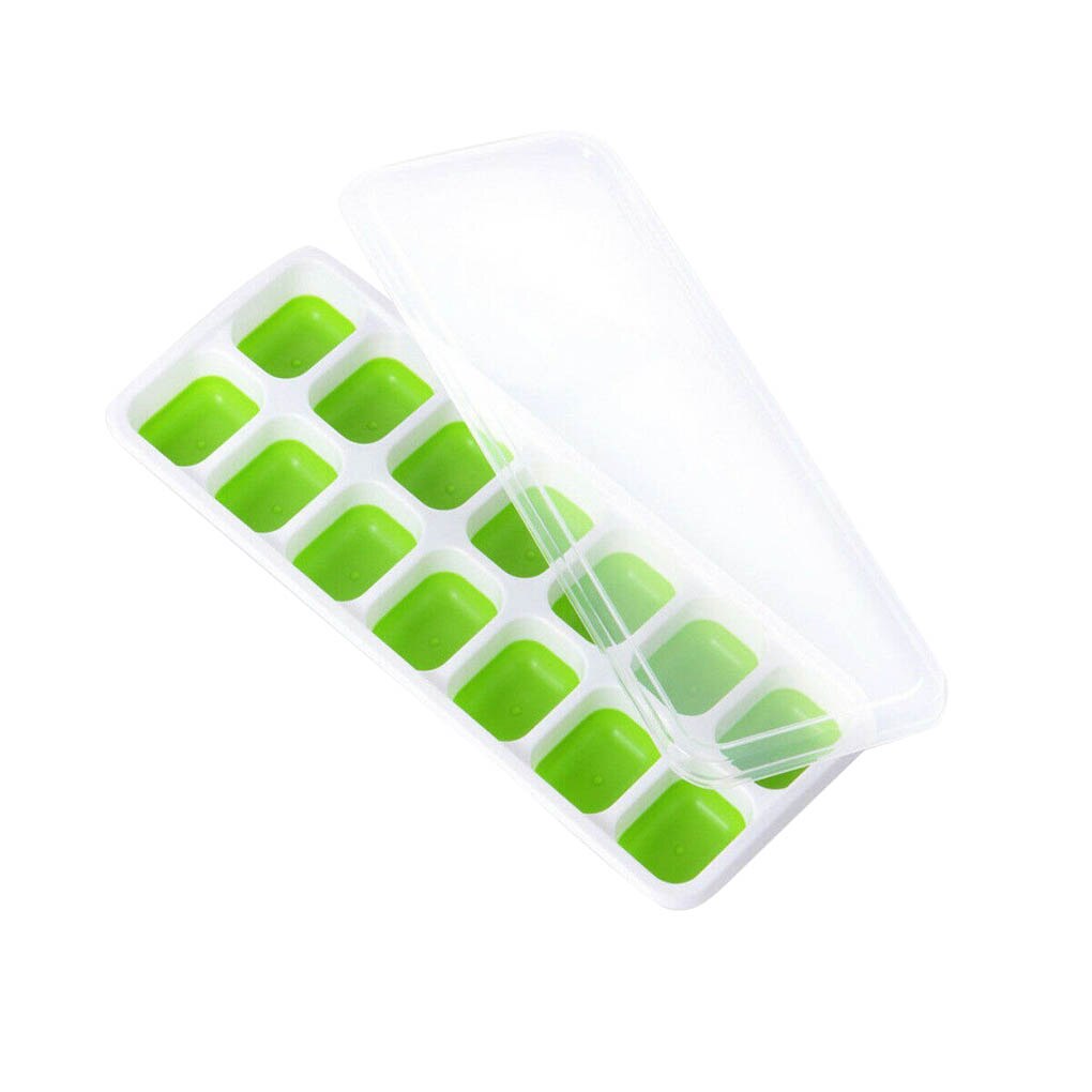 14 Ice Cubes Mold Easy-Release Water Cocktail Drink Ice Maker Trays DIY Ice Cube Make Tool with Non-Spill Lid Pudding Mould: No.2