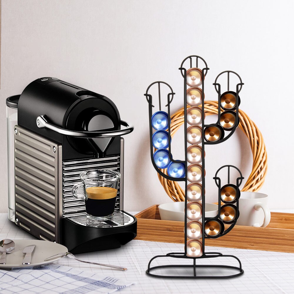 Rustfrit stål 40 kopper nespresso kaffekapsler bælg holder opbevaringsstativ rack skuffer kaffekapsler hylder organisation
