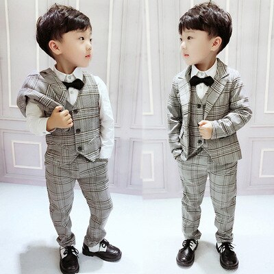 Ragazzi BlackBlazer 3 pz/set Abiti Da Sposa per Boy Formal Dress Suit Ragazzi abito da sposa Kid Smoking Page boy Outfit 3 pezzi