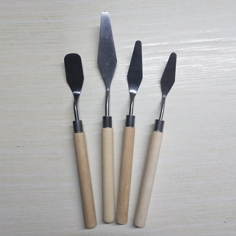 4Pcs Lightweight Supplies Oil Painting Tools For Artist Watercolor Spatula Palette Knife Set Student Stainless Steel Anti Slip