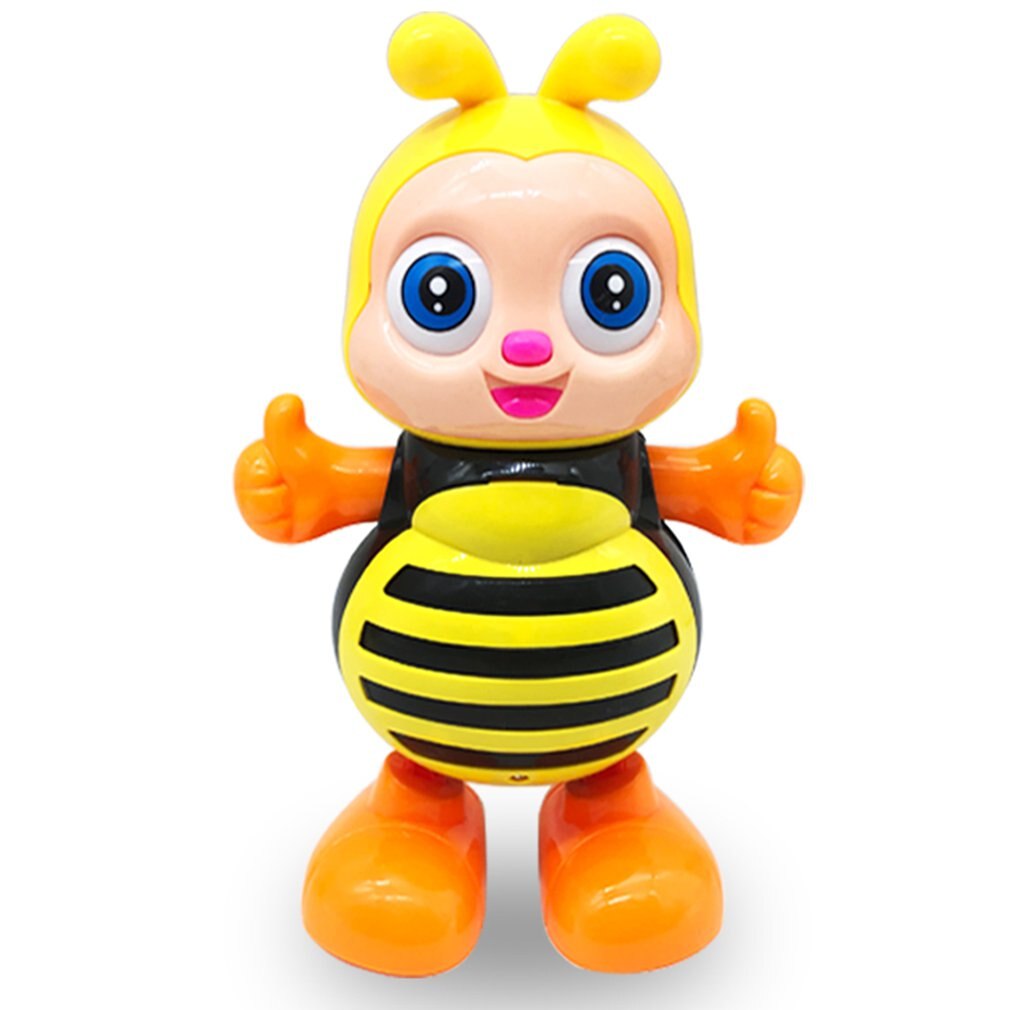 Robot Musical eléctrico de abeja de dibujos animados para baile, luz intermitente LED de baile, interactivo inteligente, Juguete Musical para mascotas: Amarillo