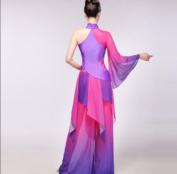 Woman's Chinese ethnic dance performance costume/fan dance show/classical dance Purple Rose 130cm-175cm Height