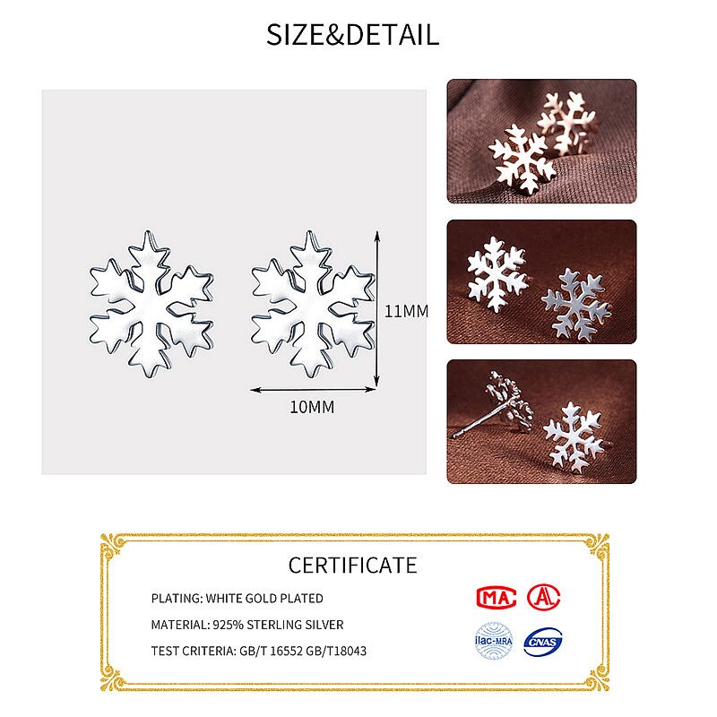 INZATT Classic Real 925 Sterling Zilveren Sneeuwvlok Stud Oorbellen Voor Vrouwen Verjaardagsfeestje Fijne Sieraden Accessoires Brincos