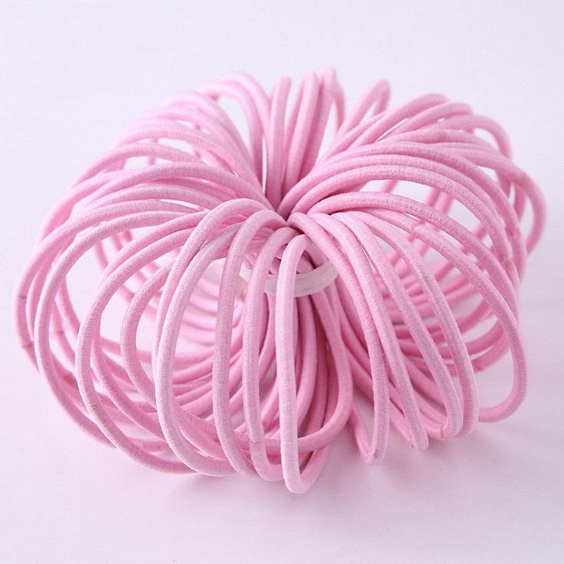 50/100Pcs Colorful Nylon Rubber Bands Elastic Hairbands for Girls Kids Scrunchie Elastic Ponytail Holder Hair Ties Accessories