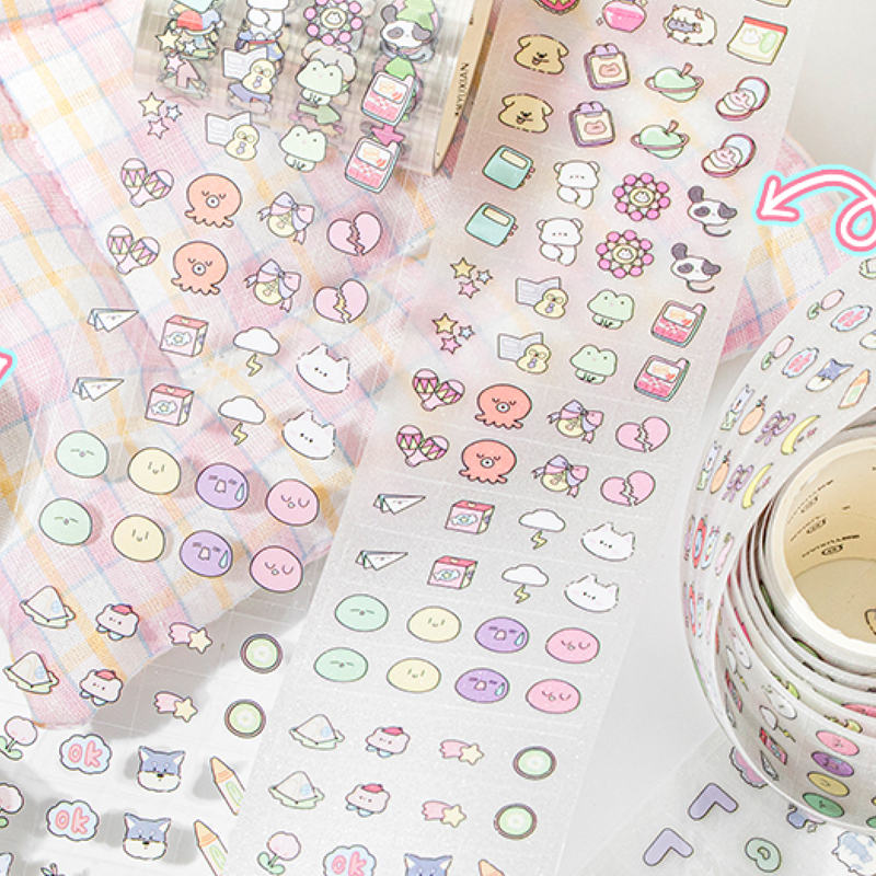 Mr. Paper, 200 cm/rollo, cinta de corte de película PET de dibujos animados, lindo Mini álbum de recortes hecho a mano, diario, cinta adhesiva decorativa