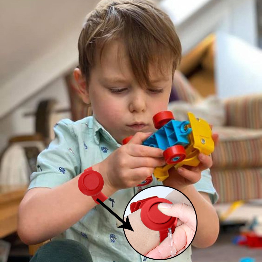 6 unidades de desinfectante líquido para manos para niños y adultos, subpaquete de silicona, pulsera, pulsera, dispensador de mano, banda de muñeca portátil