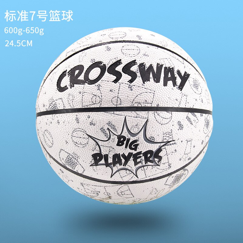 Ballon de basket-Ball en polyuréthane taille officielle 7 balle de basket-Ball rue Freestyle Basquet balle de basket-Ball entraînement Baskebal avec filet sac épingle: White