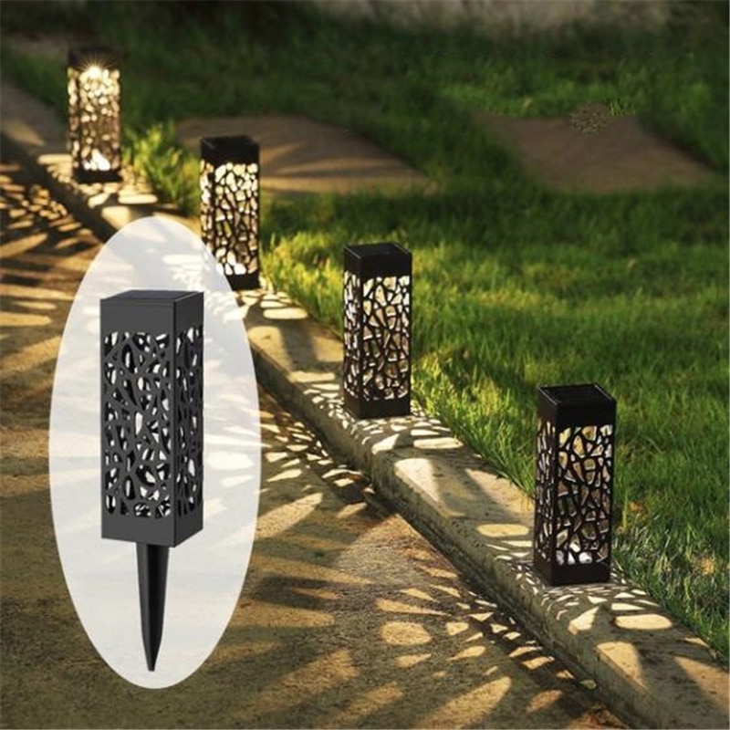 Solar Gazon Licht Decoratie Tuin Hollow Gazon Lamp Outdoor Soalr Tuinverlichting Pathway Light Waterdicht Wit/Geel Led