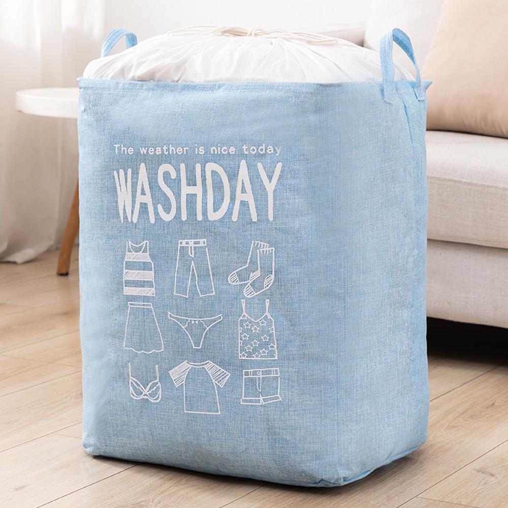 Vaskespand stor kapacitet snavstøj arrangør vasketøjskurv opbevaringstaske brevprint hjemmebrug: Blå