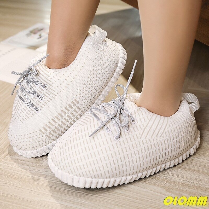 Vinter glödande hem tofflor kvinnor hus tofflor kvinnor inomhus varma reflekterande skor kvinna bankett flash sneakers