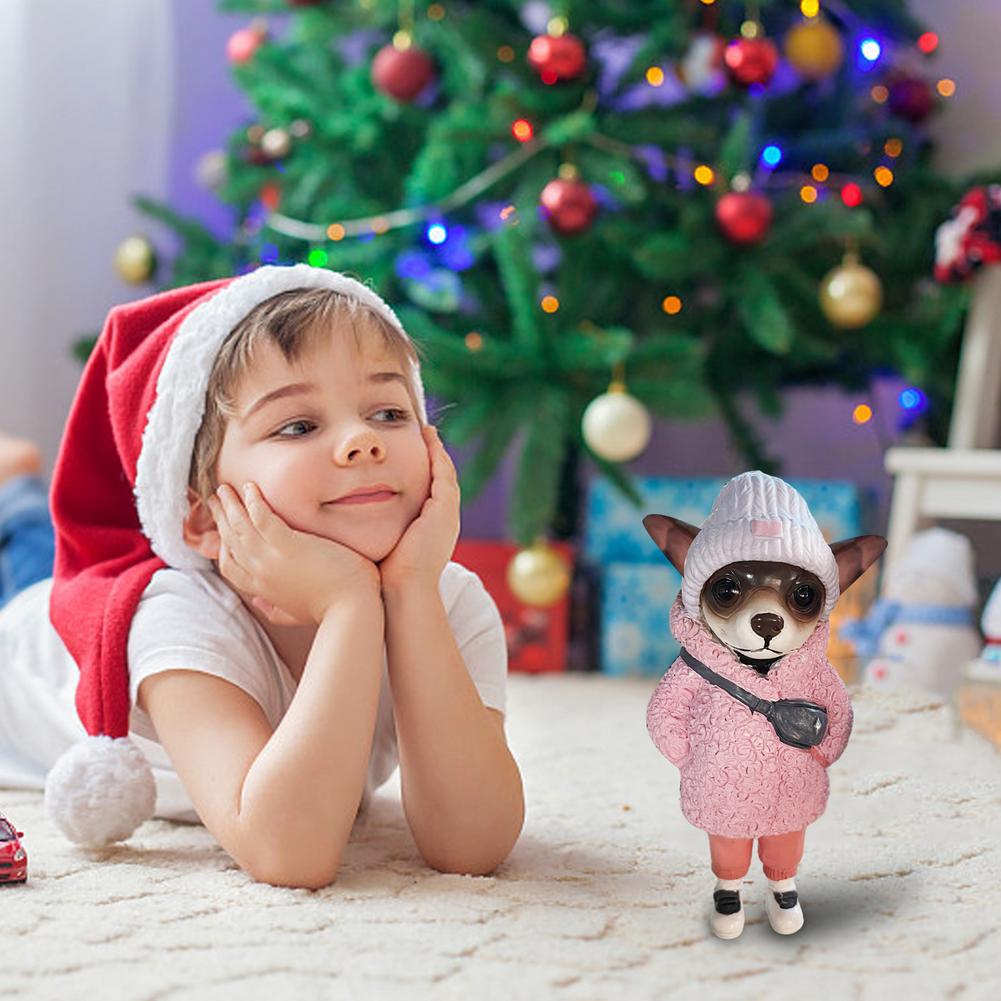 Standing Puppy Resin Doll Fashionable Dog Resin Doll Tiny Puppy Sculpture Ornaments For Christmas Decoration Home Adornments Sp