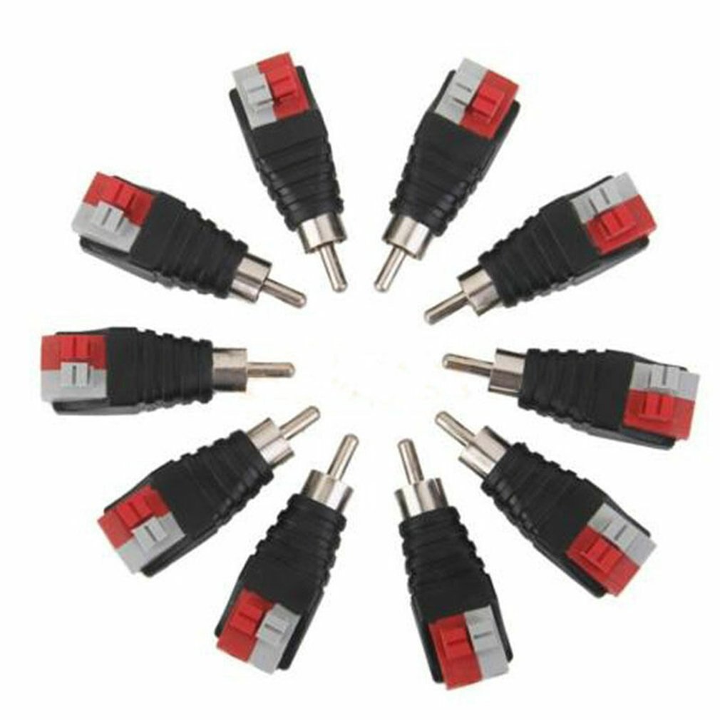 10PCS Speaker Wire Cable to Audio Male RCA Connector Adapter Jack Plug Pip BE