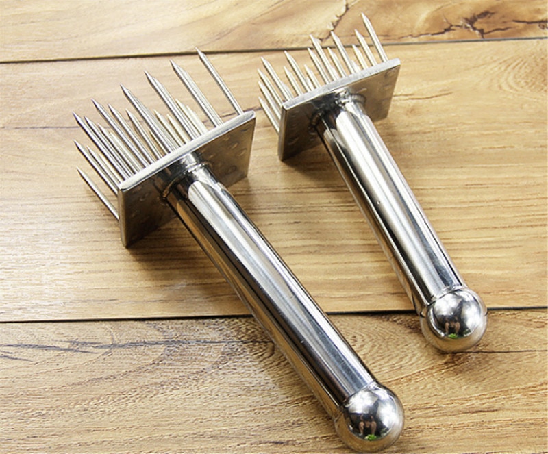 Edelstahl Fleisch Nadeln Fleisch Hammer Pounders Holzgriff Beruf Fleischklopfer Für Rindfleisch Ausschreibungs Steak Küche Werkzeuge