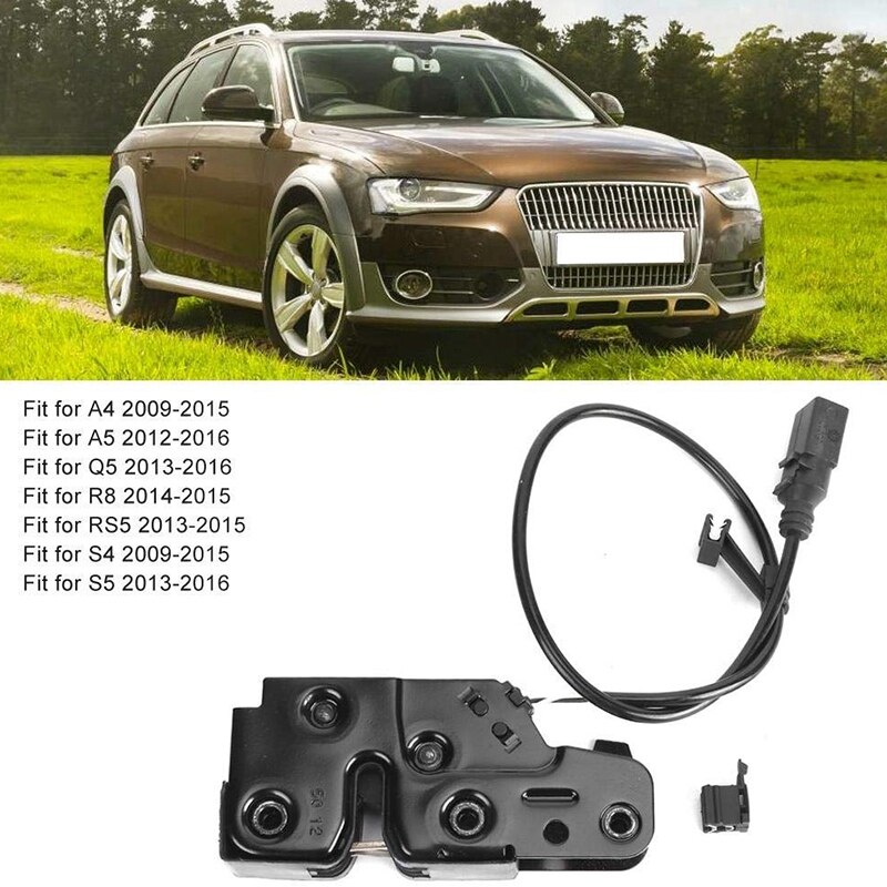 Black Aluminum Car Engine Cover Lock Engine Lock Cover for A4 / B8 / A5 8K0823509F