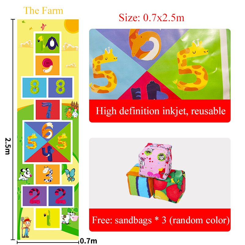 Hopscotch Mat Kids Jump Lattice Training Sport Toys Baby Sensory Play Outdoor Indoor Toy Children Activities Game Mat Props Aid: A