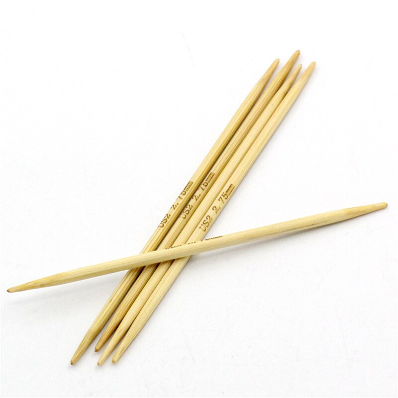 Natuurlijke Bamboe Breinaalden Natuurlijke Dubbele Wees Hand Naaien Haaknaald Set Weaving Tool (Ons 2/2.75Mm) 10Cm Lange, 5 Stks/set