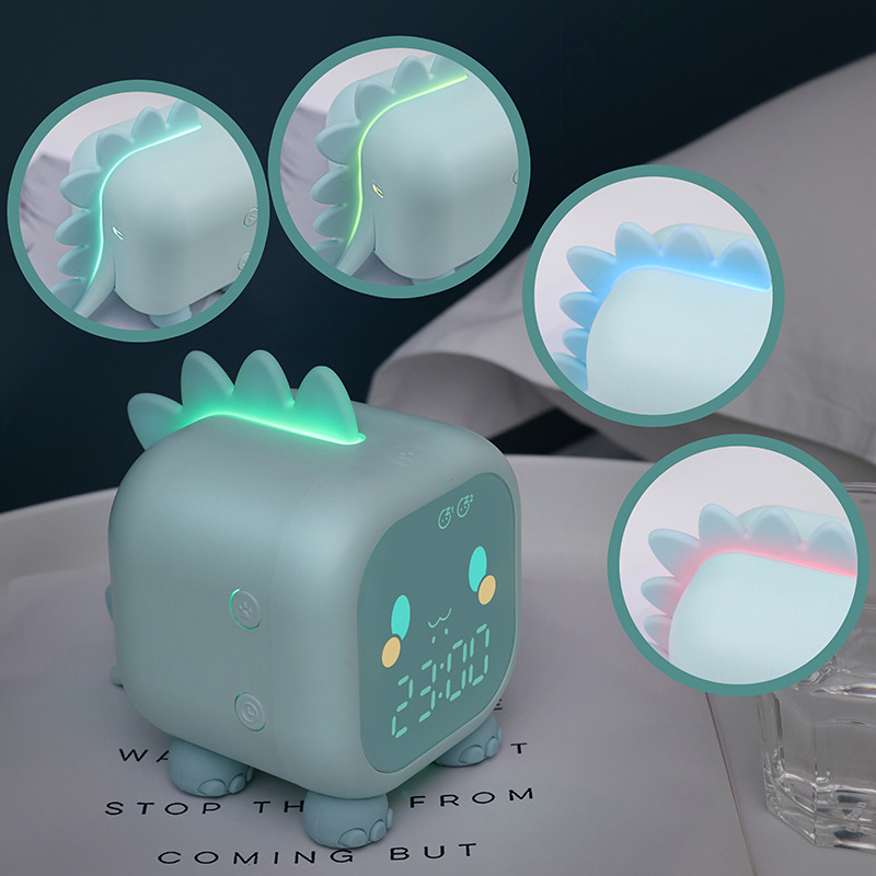 Leuke Cartoon Dinosaurus LED Digitale Wekker Wake Up Nachtlampje Relojes Desktop Decoratie Kinderen Slaap Trainer