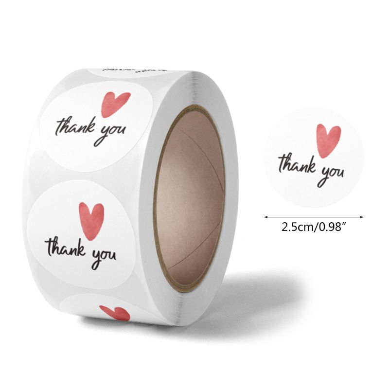 500 stk hjerte takke klistermærker segl etiket til lille butik bryllup pakke: 07