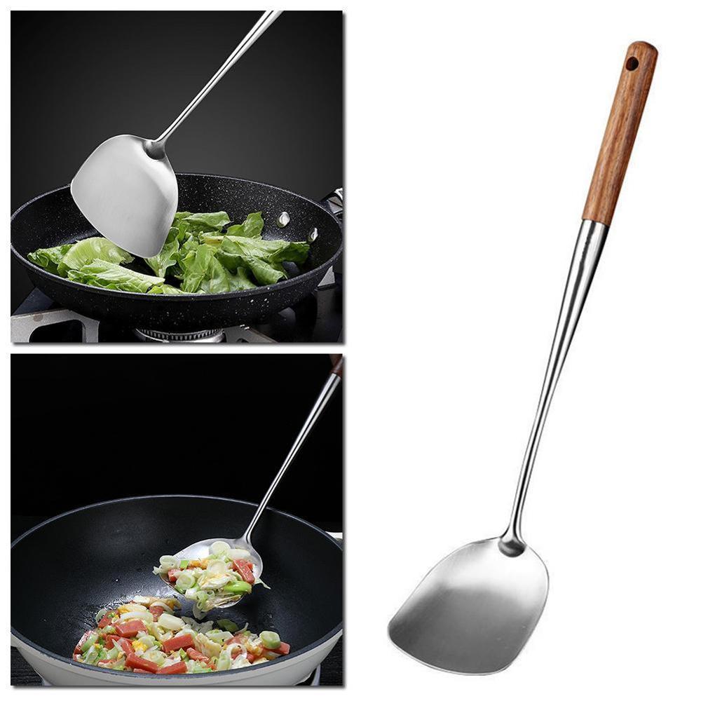 1Pcs Kitchen Wok Spatula And Ladle Tool Set 17 Inches Steel Too Kitchen To Wok Bar Easy For Wok Clean Spatula Spatula N7B1