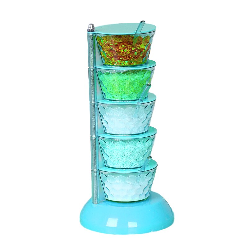 Accessoires de cuisine tournant 5 niveaux cuisine sucre sel poivre épices support assaisonnement boîte de rangement Pot pour Condiment Pot à épices: B 5 Tier