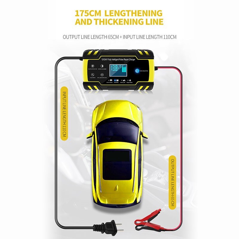 12V-24V 8A Volledige Automatische Auto Batterij Oplader Power Pulse Reparatie Laders Nat Droog Lood-zuur Batterij-Opladers Digitale Lcd Display