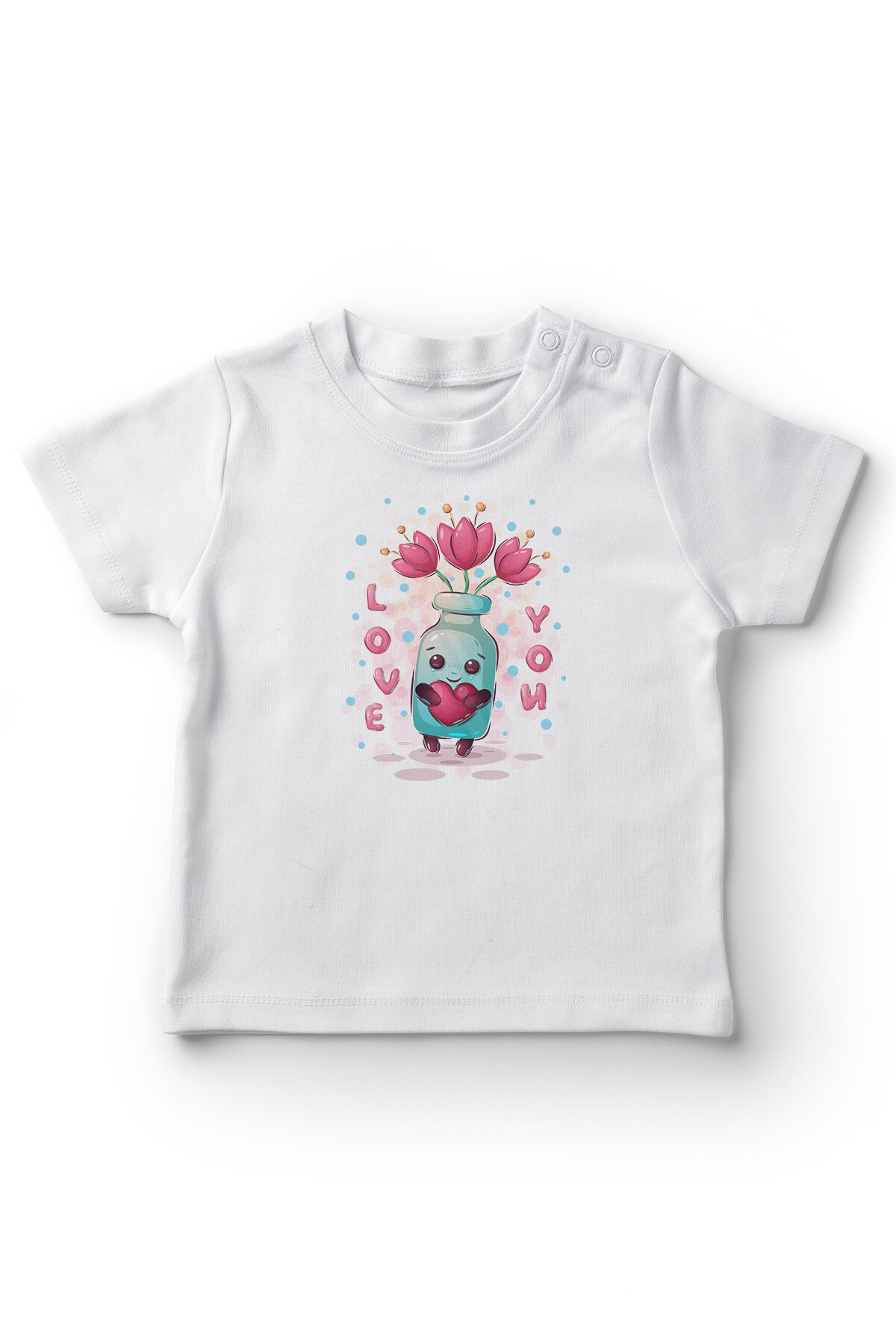 Angemiel baby seviyrum geschreven bloeiende bloemen fles babymeisje t-shirt wit
