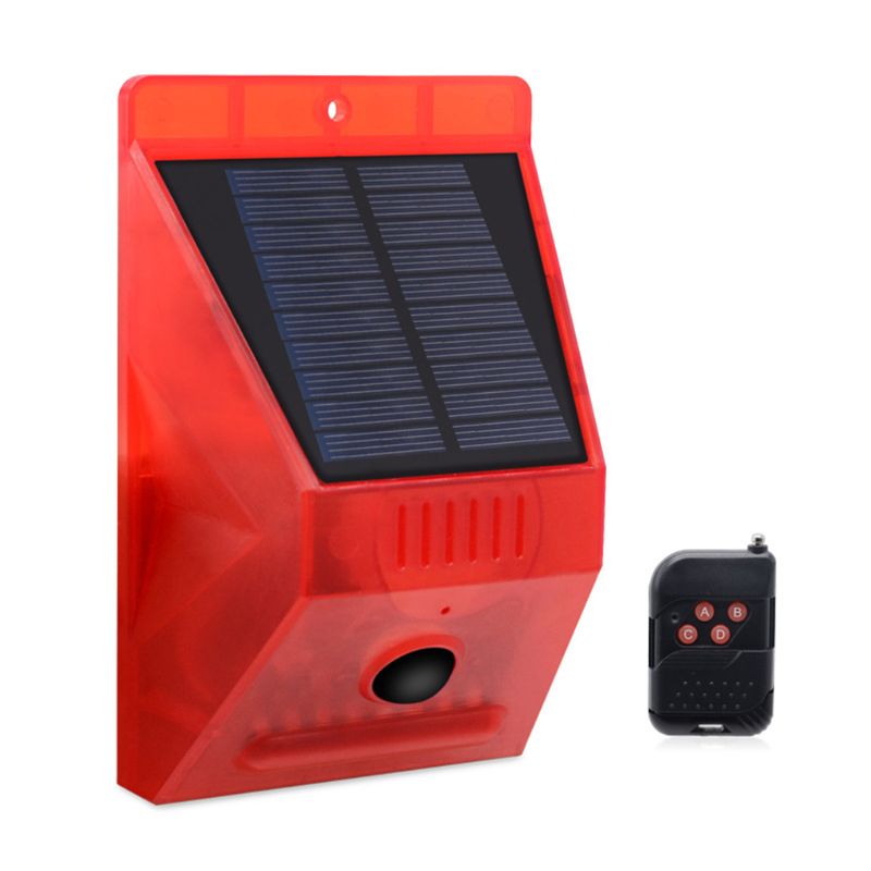Solar Strobe Light with Motion Detector Remote Controller Solar Alarm Lamp 129db Sound Security Siren Lights IP65 Waterproof
