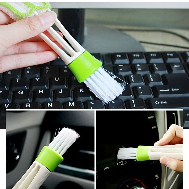 Dust Cleaning Brush Portable Dual Head Micro Fiber Vent Duster for Computer Keyboards Fans Air Conditions Car Window brusher