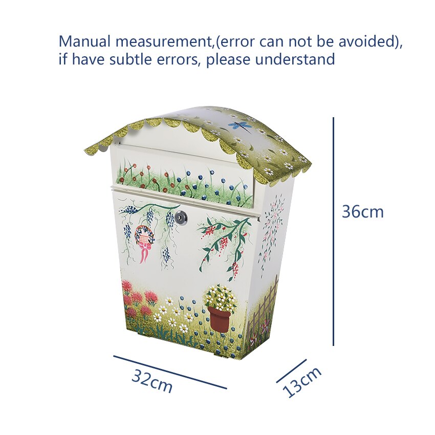 Painting Patterns Large Metal Iron Mailbox School Suggestion Box Letter Mail Box Wall Mounted Post Box