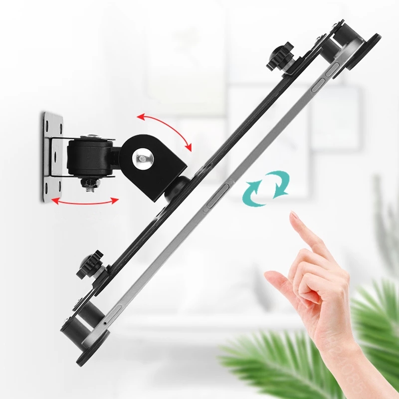 Wall-mounted tablet stand with screen, 360 ° rotating, tablet holder with 90 ° tilt angle, supports 7-13- inch tablet pcs