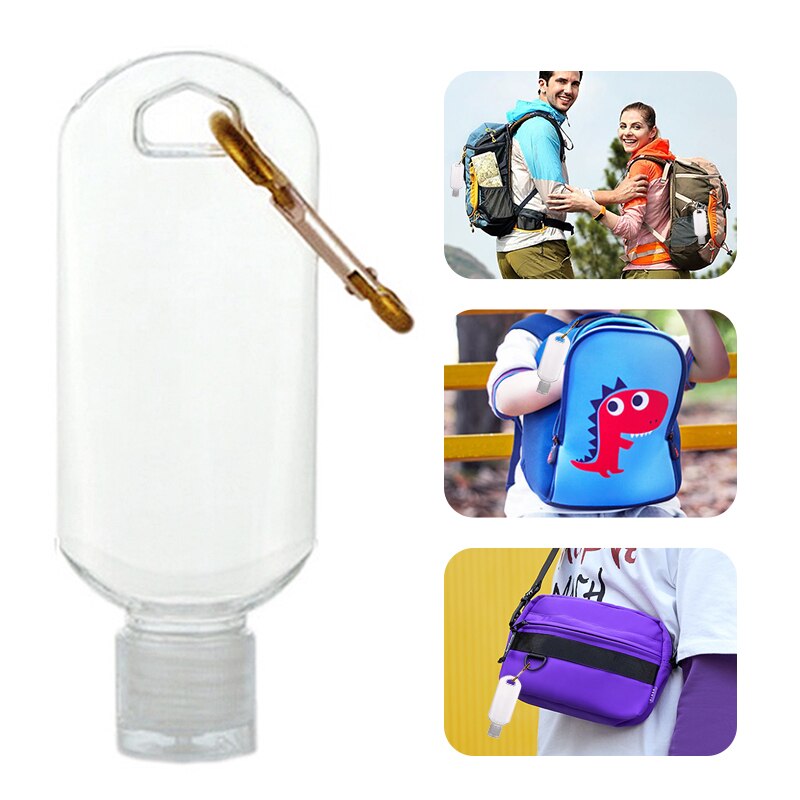 50ml Refillable Bottles Hand Sanitizer Containers Travel Bottles Alcohol Containers (Transparent Bottles Random Hook)