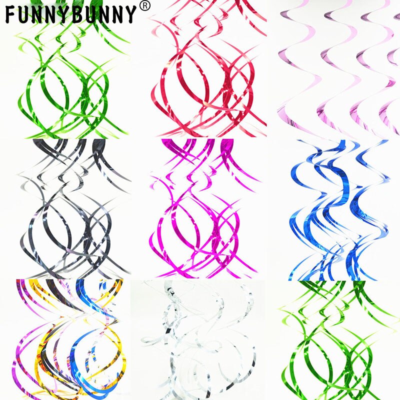 FUNNYBUNNY Levendige Regenboog Plastic Swirl Decoraties, 5 Stuks, Gemaakt van Plastic, Regenboog, 35.4"