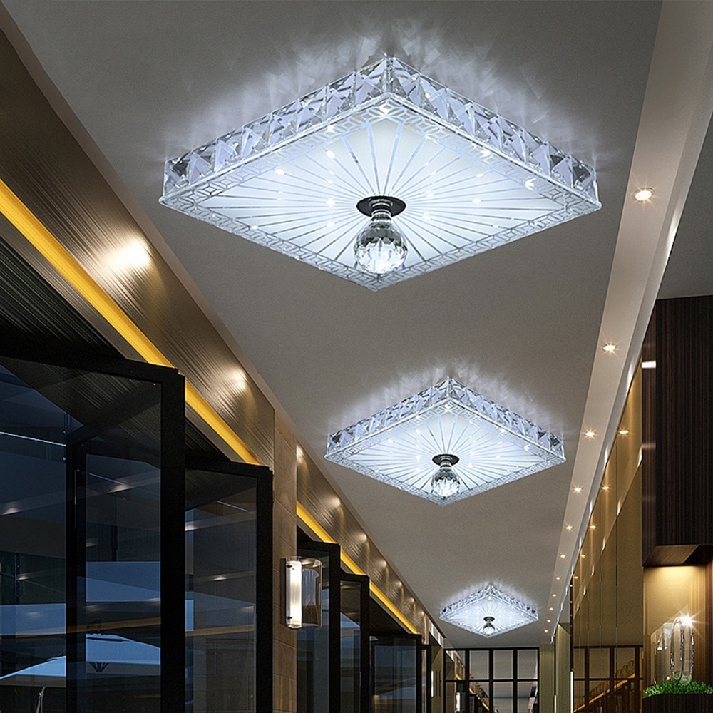 Modern Crystal Led Plafond Verlichting Gang Plafondlamp Thuis Slaapkamer Woonkamer Verlichting Balkon Gangpad Nachtlampje Wit