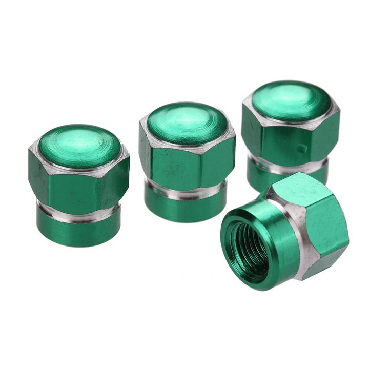 4 stuks aluminium auto wiel band ventieldopjes stofhoezen auto motorfiets luchtdichte ventieldopjes fiets styling zeshoek: Groente