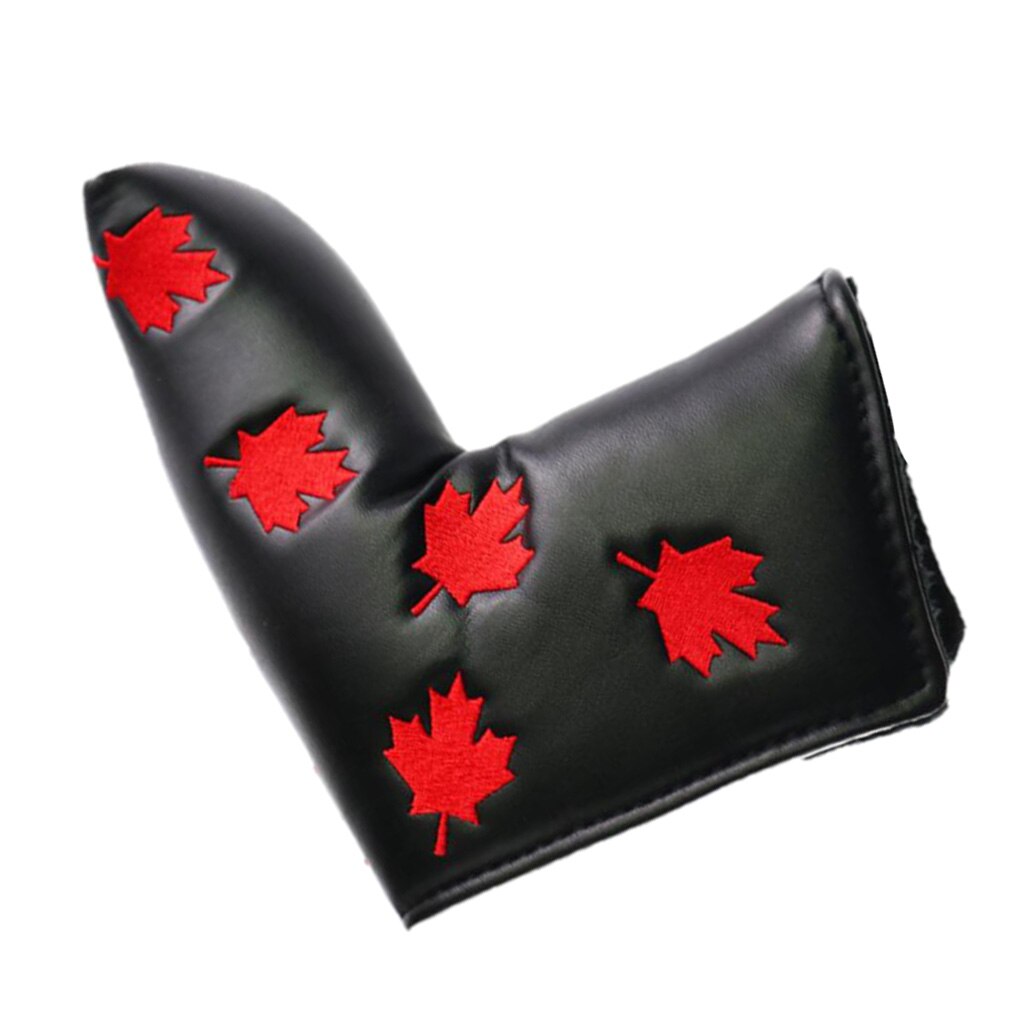 Prestaties Pu Leather Putter Club Head Cover Headcover & Dikke Voering, Maple Leaf Borduurwerk