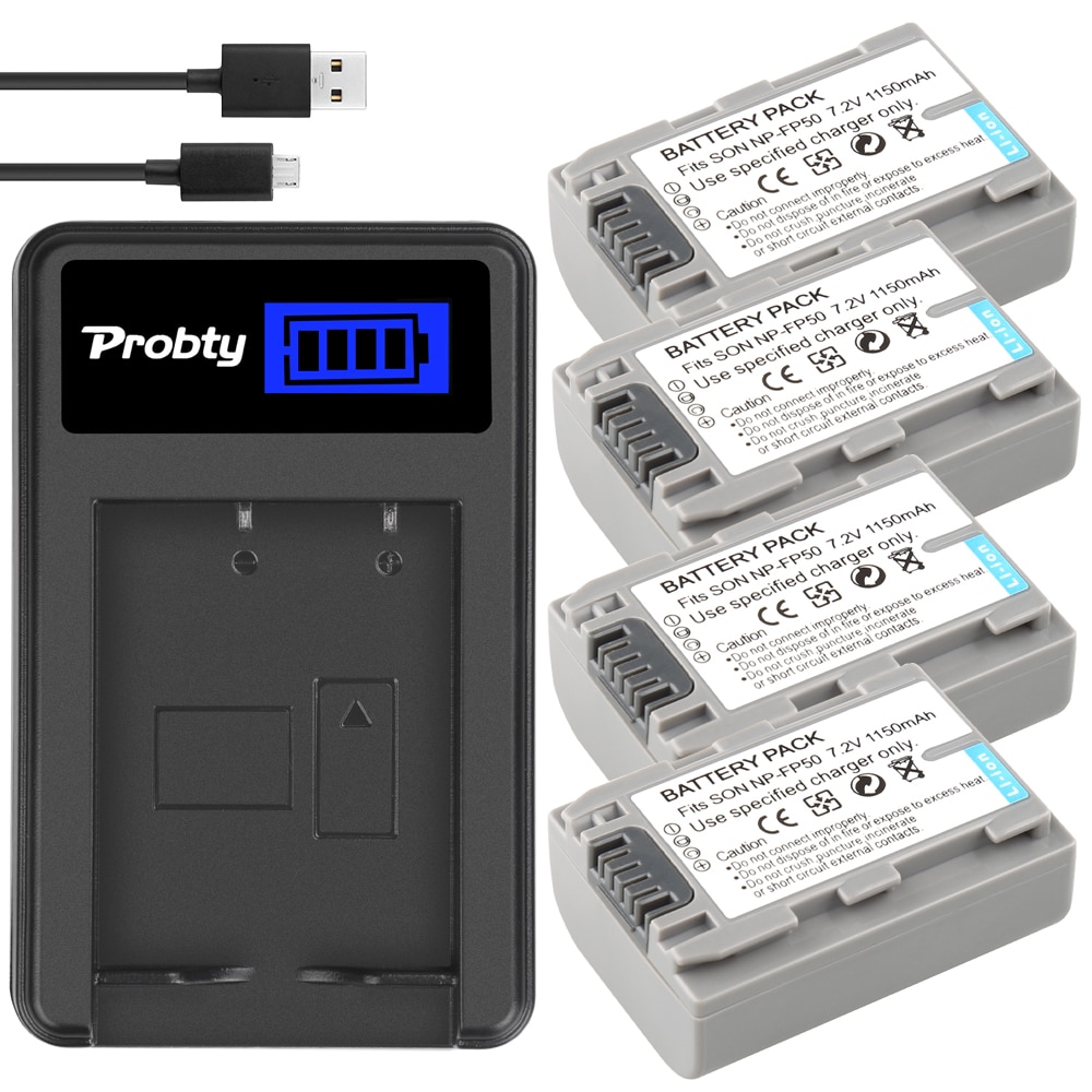 Batería de NP-FP50 + cargador para Sony DCR-HC30, 70E, 80E, NP-FP30, NP-FP60, 30, 30E, 32, 32E, 35, 35E, 39, 39E, 40, 40E, 42, 42E