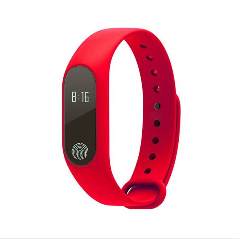 Smart armbånd  m2 pulsarmbånd vanntett sport fitness band trinntelling melding smart loop  du55: Rød