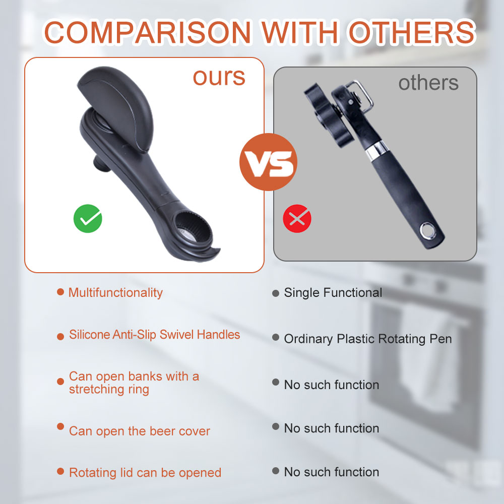 Portable Can Opener Plastic Safety Hand-actuated Bottle Opener Anti Slip Easy Grip Side Cut Multi-Func Kitchen Tool