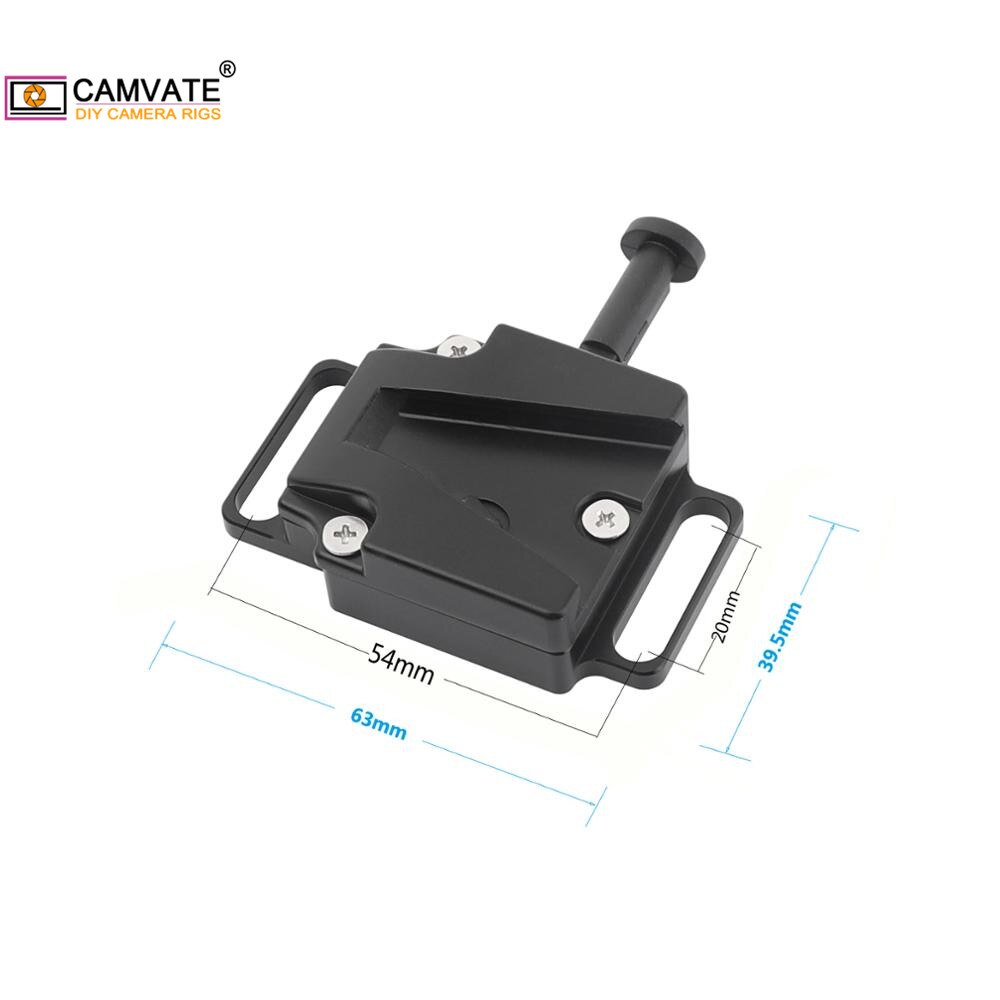 Camvate universal v-lock feminino adaptador de liberação rápida com 2pcs 1/4 "pontos de montagem e ranhuras para montagem da bateria da câmera dslr